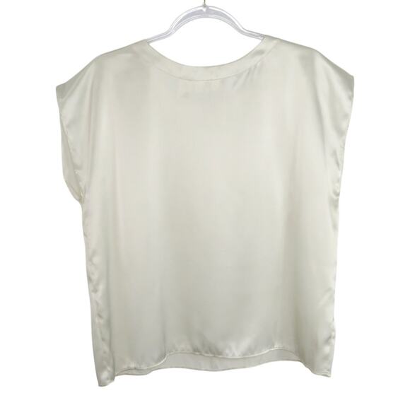 Vintage 1980s White Satin Casual Blouse Large - Picture 3 of 5